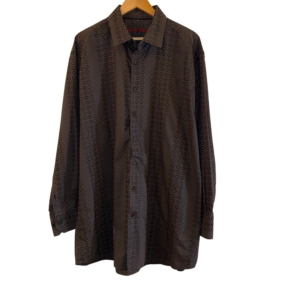 Visconti Black Mens 2XLB Long Sleeve Button‎ Up Shirt Geometric Pattern